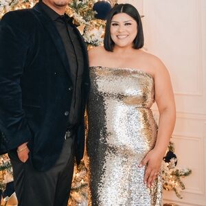 LN strapless, sequin, floor length formal dress
